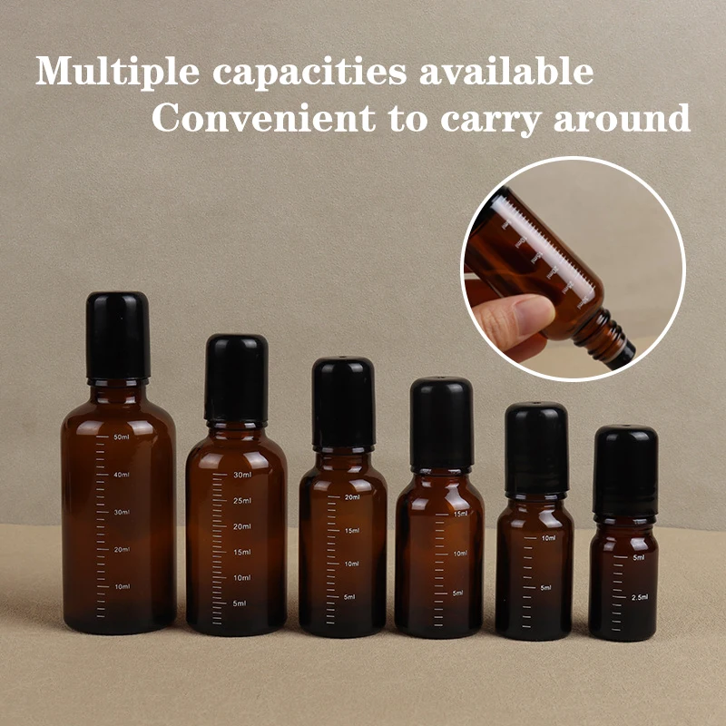 1Pcs 5ml 10ml 15ml 20ml 30ml 50ml Empty Brown Roll On Glass Bottles Roller Ball For Perfume Essential Oil Liquid Substances
