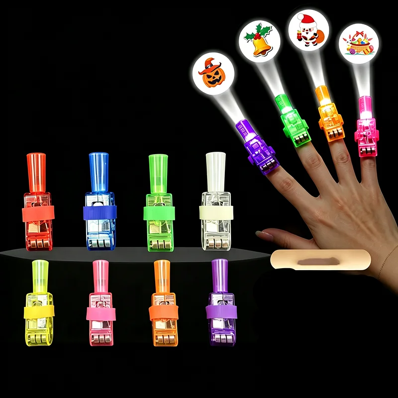 24PCS Finger Lights Christmas Party Favors Glow in the Dark Light Up Toys Gifts Stocking Stuffers Xmas Goodie Bag Fillers
