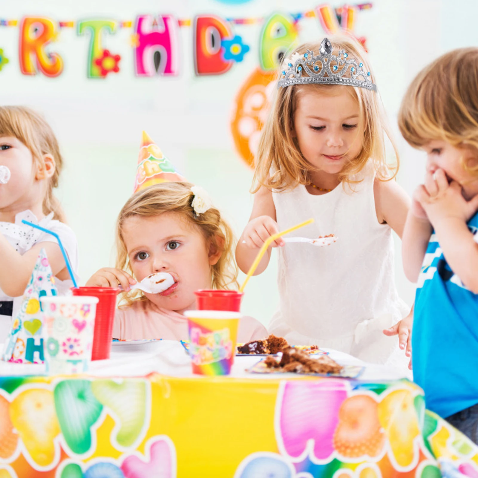 

Birthday Rhinestone Crown Hairband Creative Girls Party Crown Hairband Hair Accessory Party Headband Rhinestone Headband