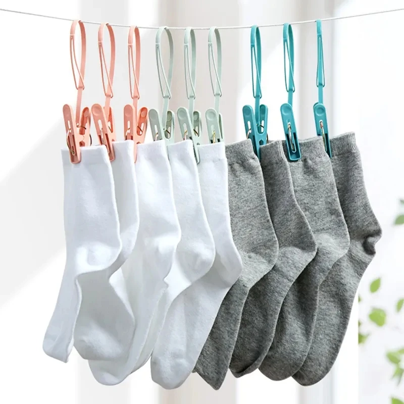 1/6/10pcs Plastic Laundry Clip Windproof Clothespins Portable Bra Socks Hanger Hook Quilt Clothing Clip Hanging Rope Clothes Peg