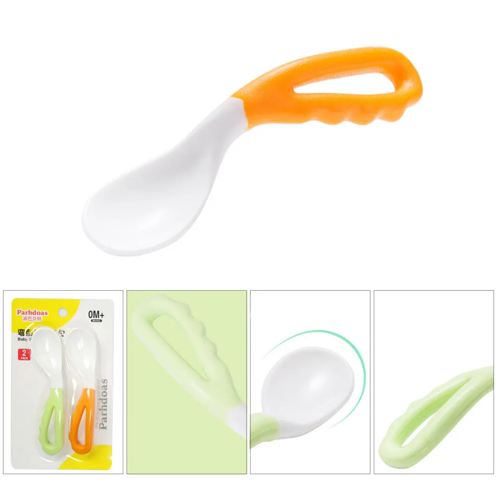 4Pcs Toddler Training Spoons Bendable Flexible Baby Feeding Utensils Food-Safe PP Material Rounded Edges Self-Feeding Learning