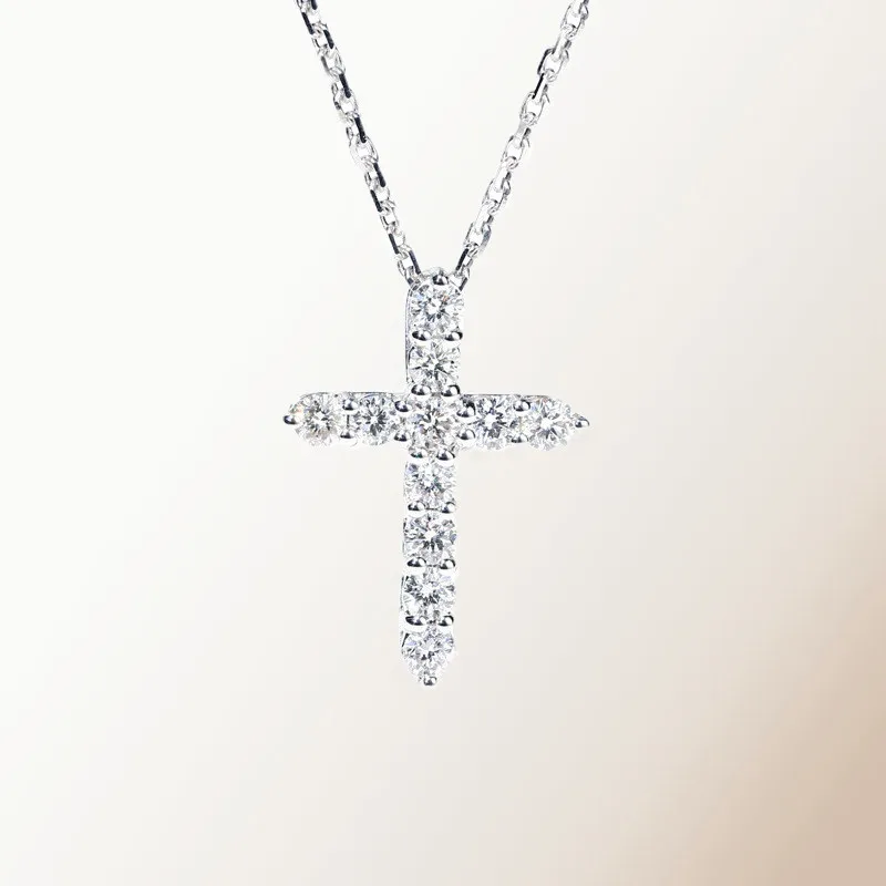 Moissanite Diamond 2.5mm Cross Pendant Gold Plated s925 Moissanite Silver Cross Pendant with Chain