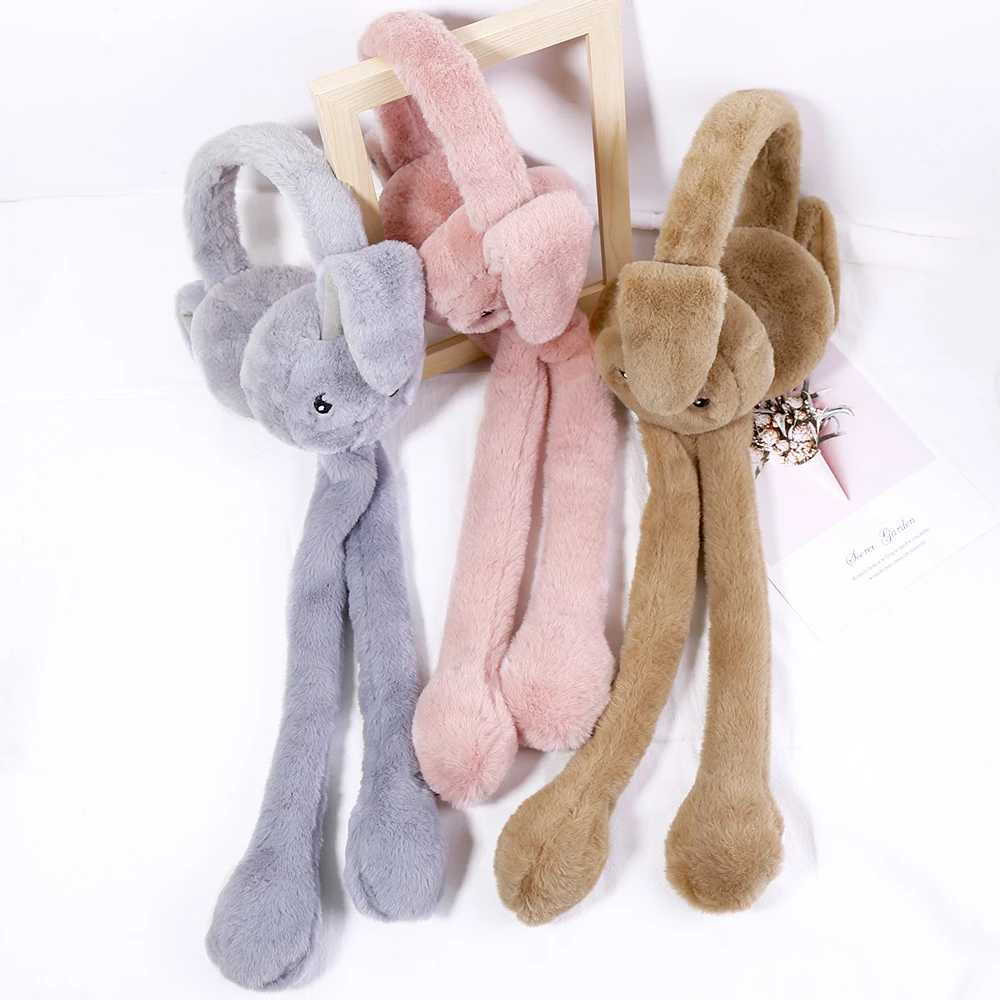 1Pcs Ladies Plush Autumn And Winter Warm Earmuffs Lovely Air Bag Rabbit Ears Cold soft Comfortable Earmuffs Daily Wear