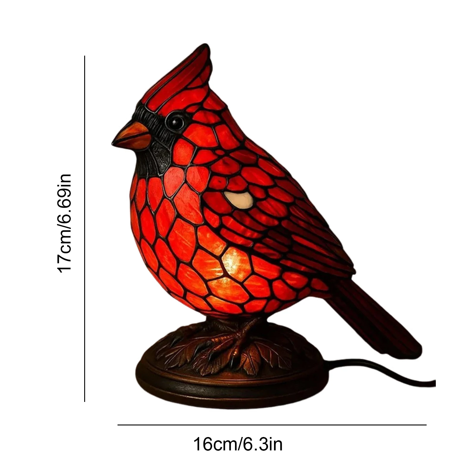 Decoración artística navideña, lámpara de mesa de pájaro rojo, luz nocturna de pájaro rojo para mesita de noche, dormitorio, decoración del hogar, adornos de escritorio de animales