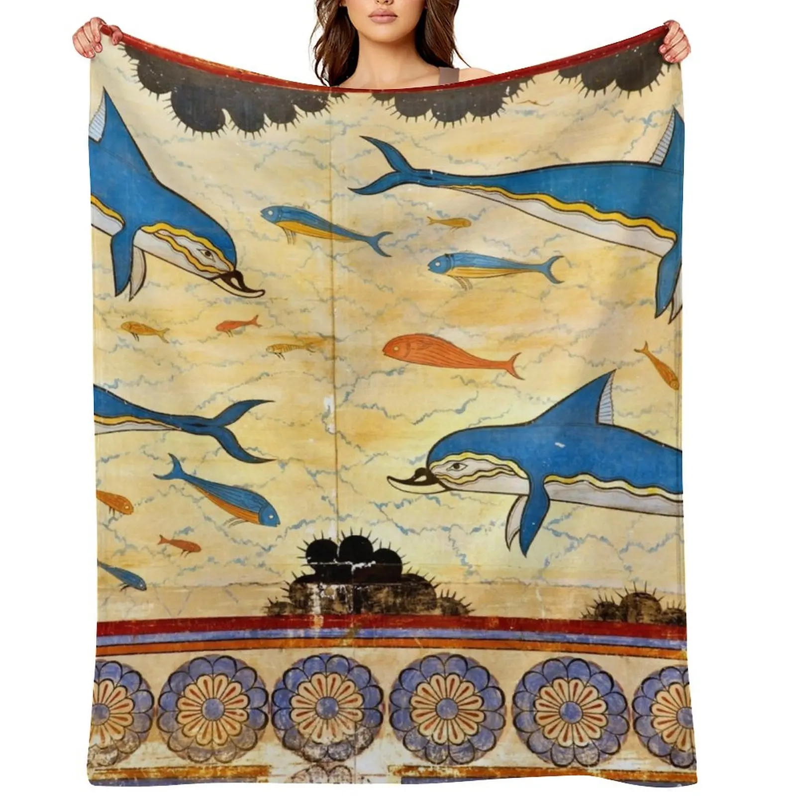 

The Minoan Dolphins Throw Blanket Weighted Soft Big Stuffeds funny gift Blankets