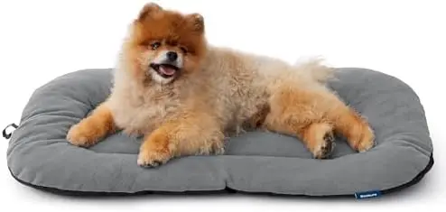 

Мягкий моющийся коврик Bedsure для собачьей клетки - ультрамягкий флисовый коврик для маленьких собак, противоскользящая лежанка для питомцев, светло-серый, 23"x17"