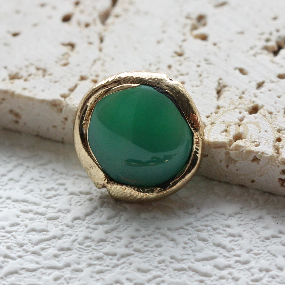 DIY Supply-One Piece Semi Precious Stone - Plated Framed Stone Spacer Beads - Coin 17mm (G467)