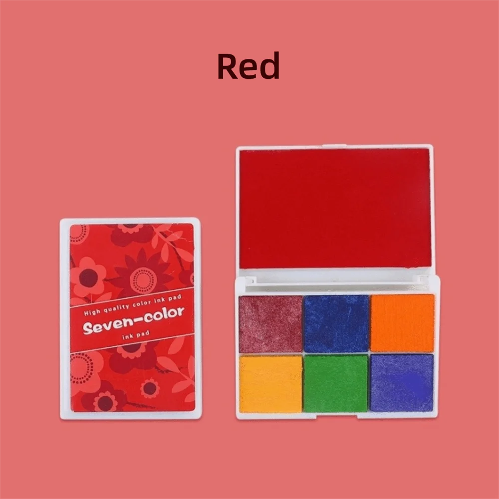 Water-Based Water-Based Ink Pad 7 Colors Colorful Rubber Stamp Ink Pad Boxed Seven Color Sponge Ink Pad Kindergarten