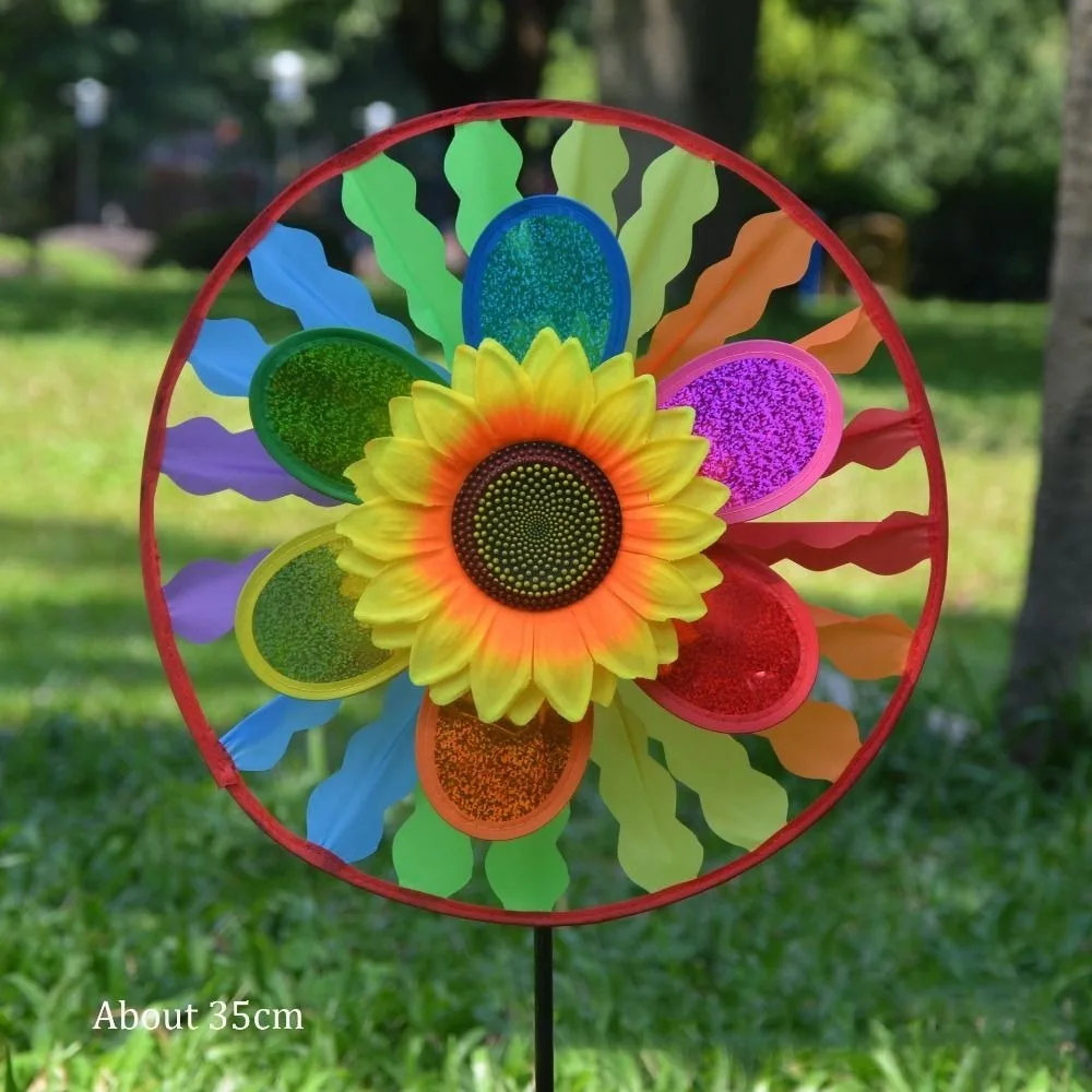 

Multistyles Sunflower Windmill PVC Diameter 35~40cm Rotating Sunflower Stake Standing Lawn Flower Pinwheel