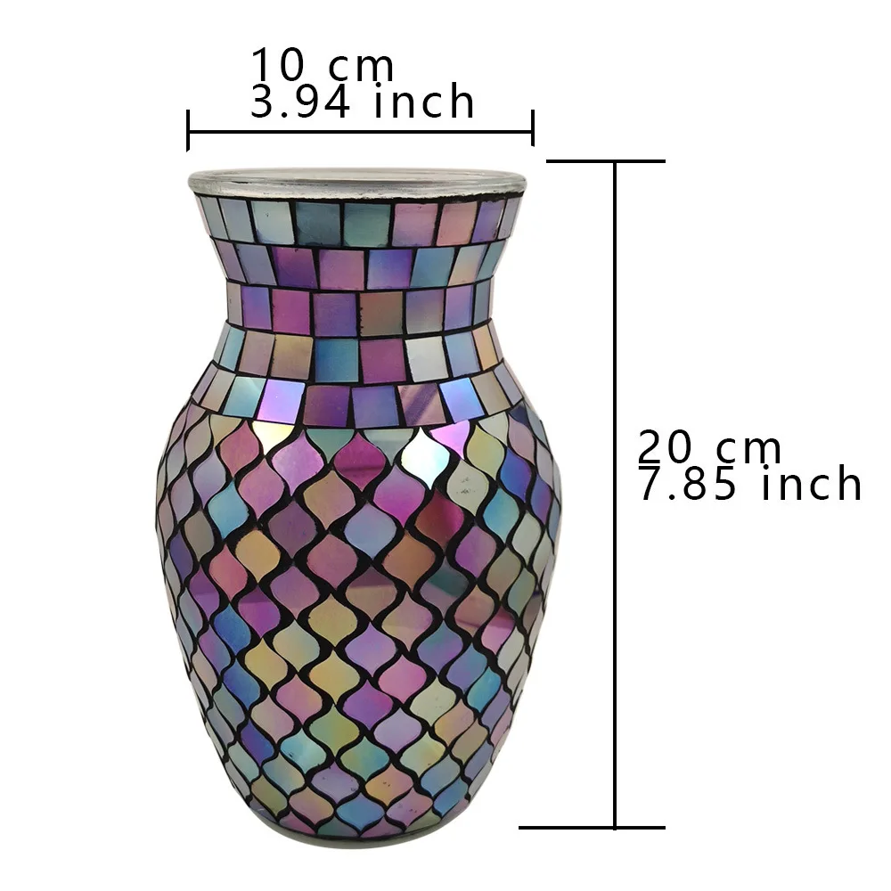 New Nordic pure handmade color mosaic glass vase fashion home guest restaurant decoration flower arrangement