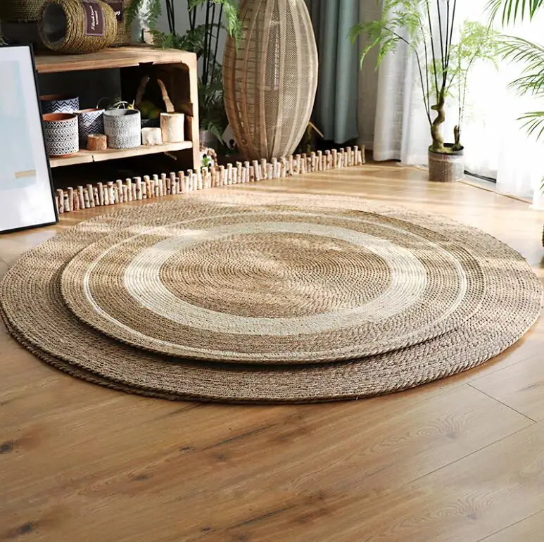 Water Grass Hand-Woven Carpet Straw Jute Carpet Hotel Garden Style For Living Room Coffee Table Bedside Floor Mat Round Rug