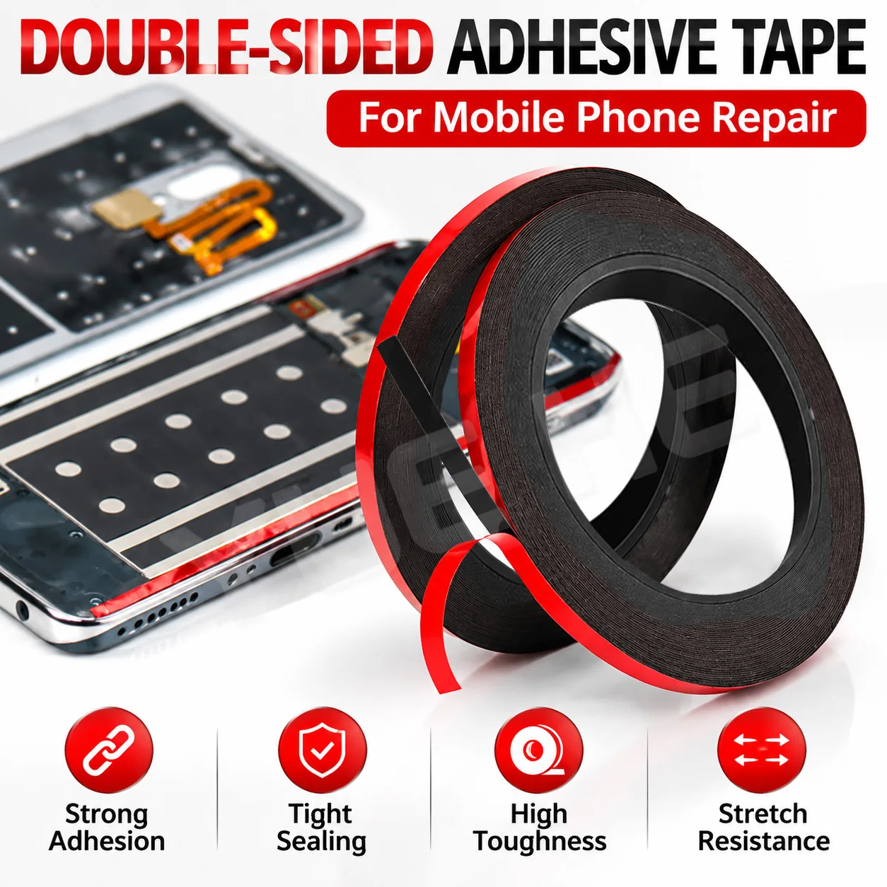 KEGUAN 0.2mm Thick Foam Double Sided Tape For Phone Screen Bezel Bonding Shock Absorption Dustproof Repair Tools