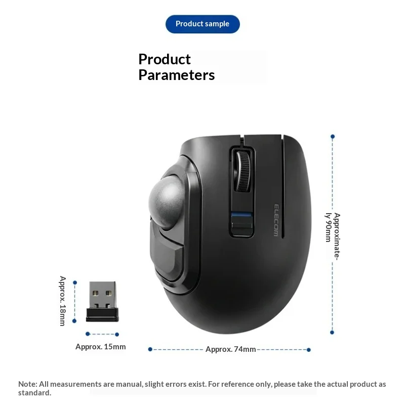 ELECOM Bluetooth Trackball Mouse Customized Wireless Compact Convenient 2.4GHz Dual Mode CAD Drawing Design Office Mouse DIY
