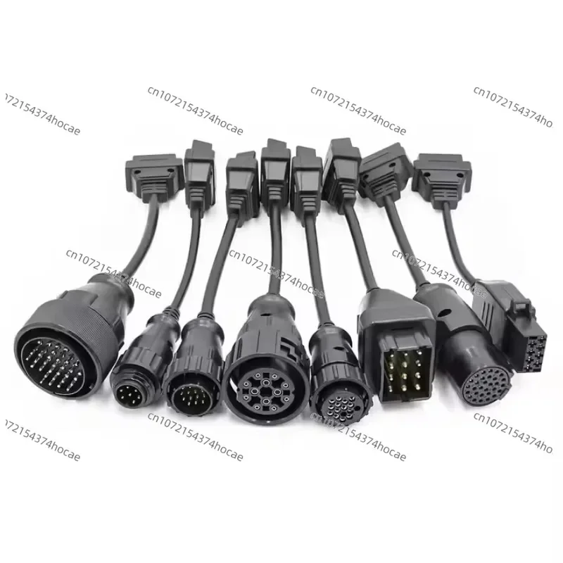 A complete set of 8 truck onboard diagnostic tools cable converters for big name tools