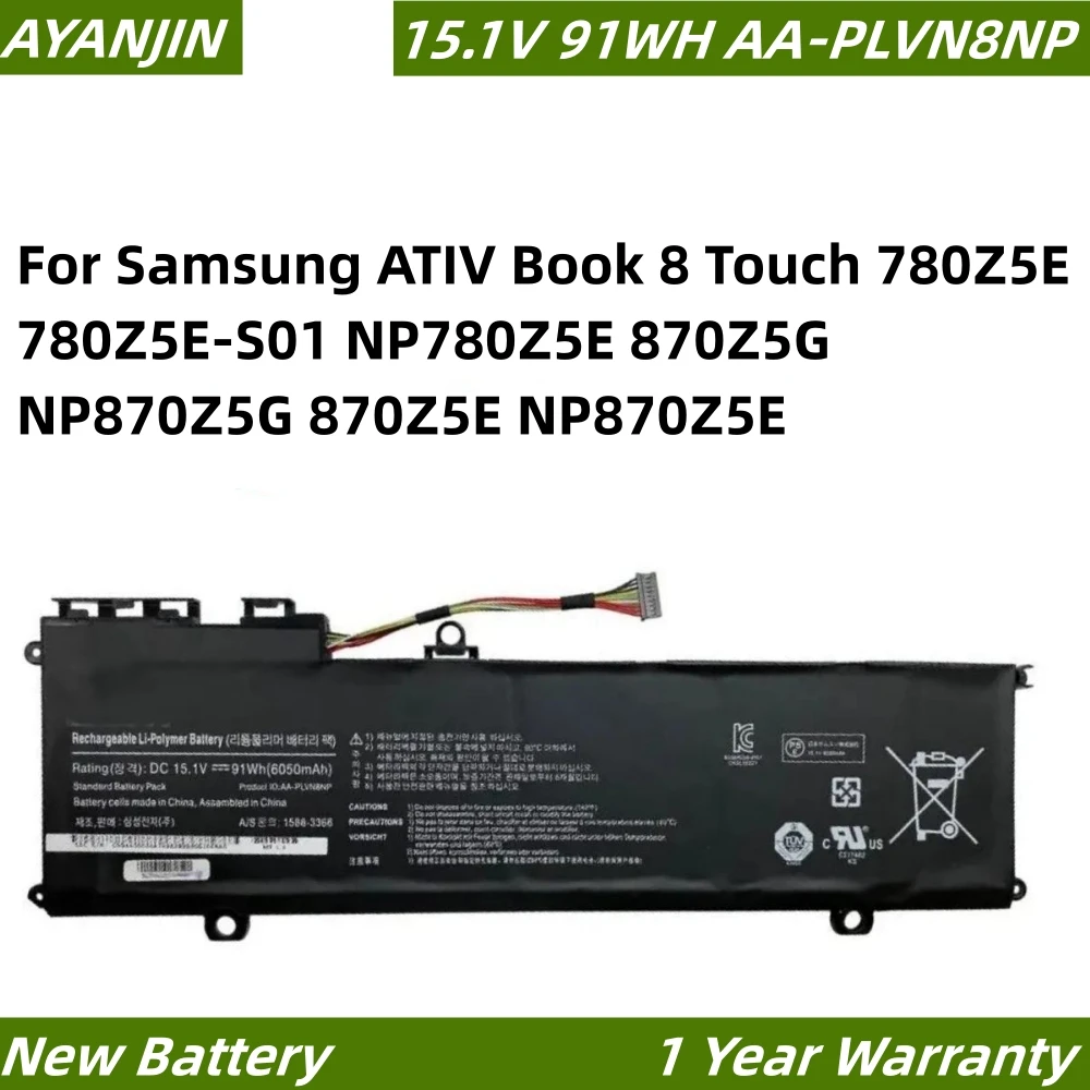 AA-PLVN8NP 15.1V 91WH Laptop Battery For Samsung ATIV Book 8 Touch 780Z5E 780Z5E-S01 NP780Z5E 870Z5G NP870Z5G 870Z5E NP870Z5E