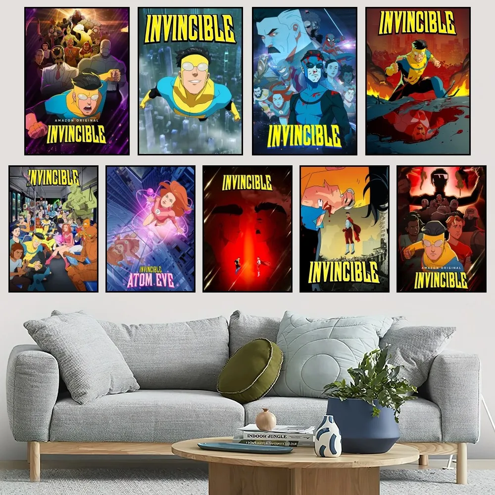 Invincible Cartoon Poster Small Bar Coffee House Decor Aesthetic Art Wall Painting Stickers Indoor