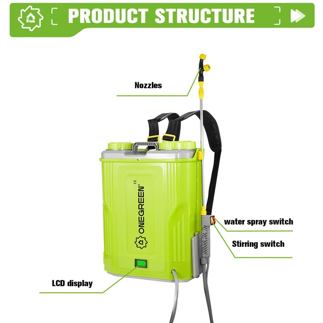 ONEGREEN 20L High Capacity Rechargeable Electric Sprayer Lawn Garden Spraying Irrigation Power Tools For Makita 18V Battery Pin 3 ONEGREEN 20L High Capacity Rechargeable Electric Sprayer Lawn Garden Spraying Irrigation Power Tools For Makita 18V Battery Pin 3