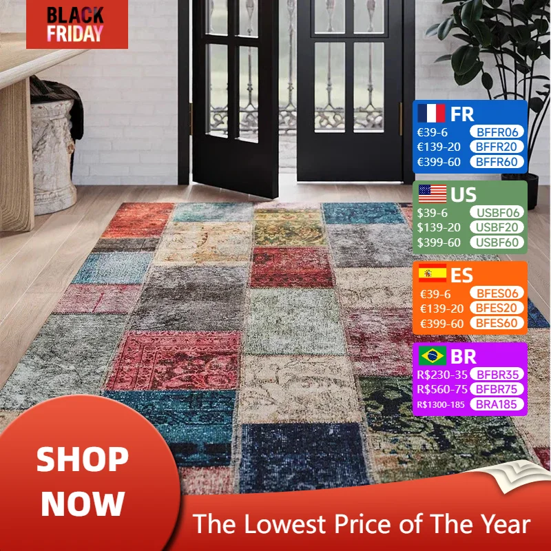 Carpet Living Room Rug Home Decoration Vintage Ethnic Floor Mat Bedroom Machine Washable Rugs Tapis Salon Alfombras Para Sala