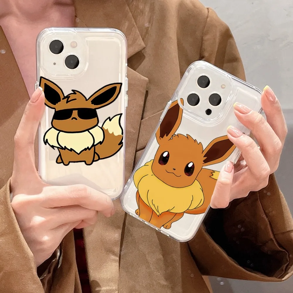 MINISO Pokemon  Eevee Cartoon  Phone Case For iPhone 15 14 13 12 11 Mini Pro Max X XR XSMax 7 8 Plus SE20 Transparent Cover