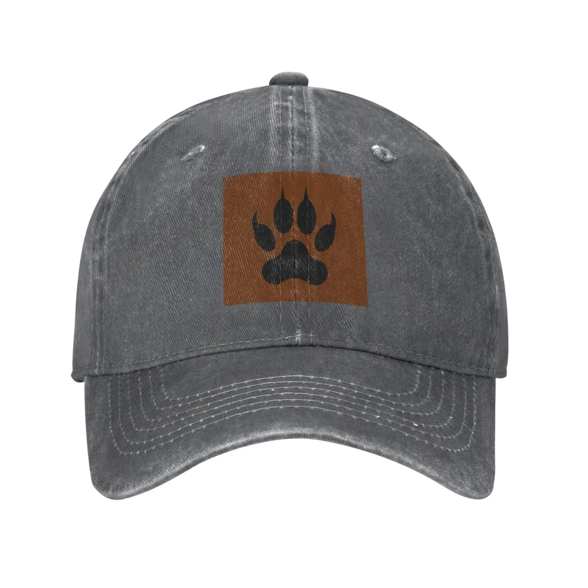 Wolf Paw Claws Print Track Pattern Baseball Cap - Adjustable Washed Cotton Vintage Outdoor Sports Hat for Men Women Dark Gray