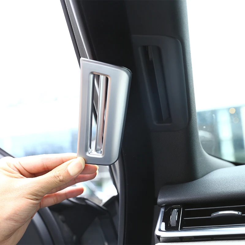 

For Land Rover Range Rover Velar 2017 2018 ABS Carbon Fiber Style Silver Air Conditioner Outlet Frame Sticker Car Accessories