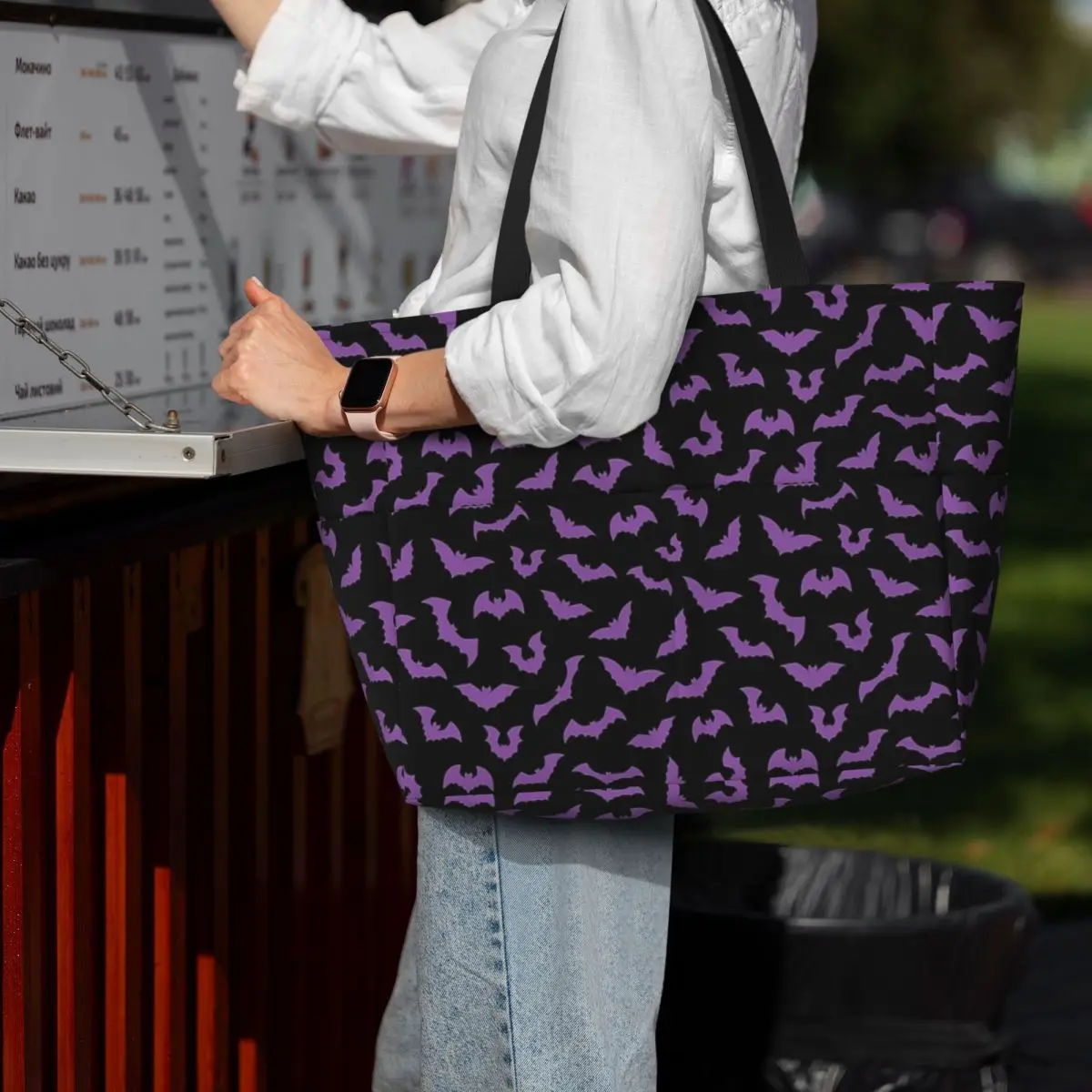 

Purple Bats Pastel Goth Candy Punk Beach Tote Bag Sport Gym Yoga Duffle Large Tote Bag Women Travel Bag Fitness bag