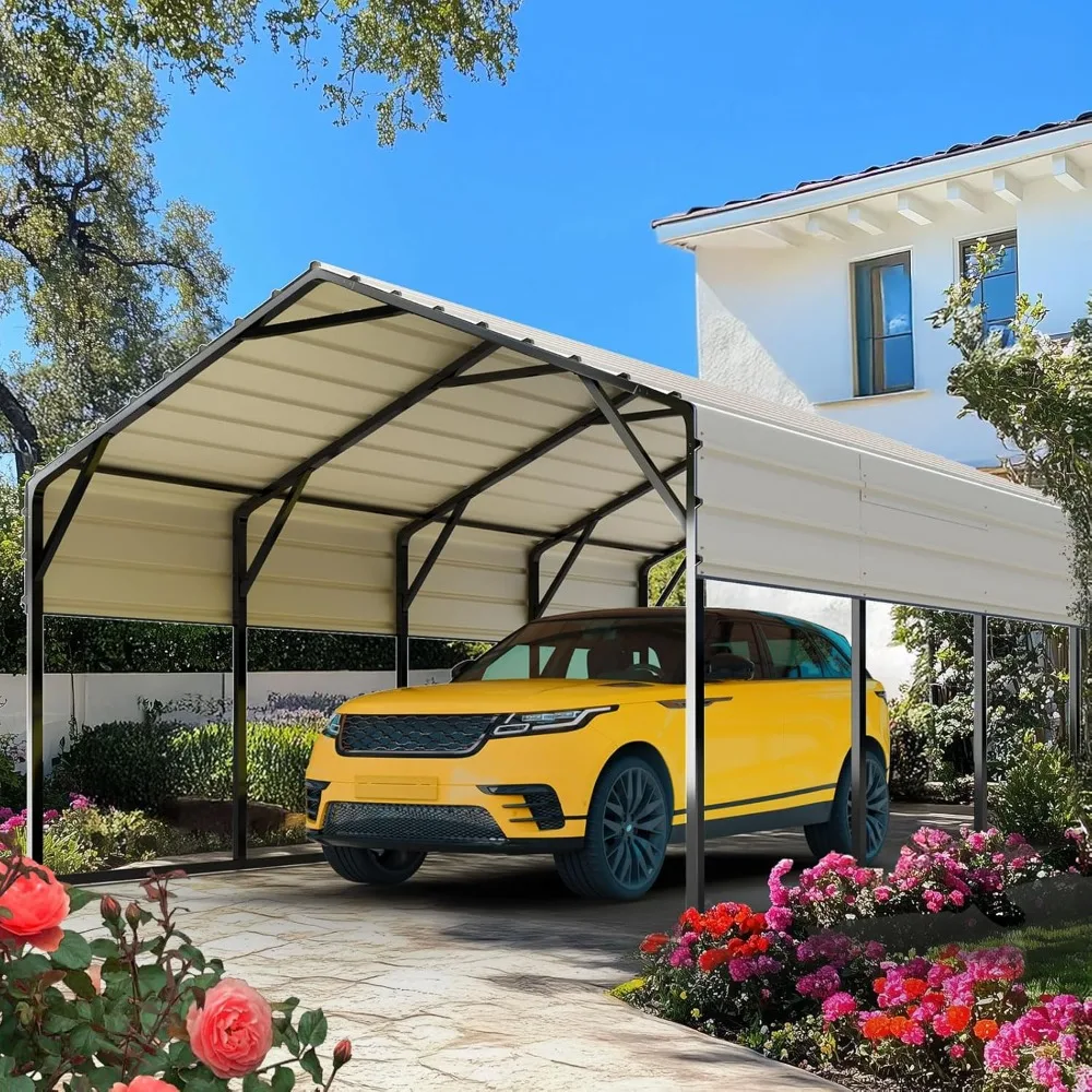 

12x20 ft Heavy Duty Metal Carport for Vehicle Storage Snowproof & Windproof Steel Car Shelter