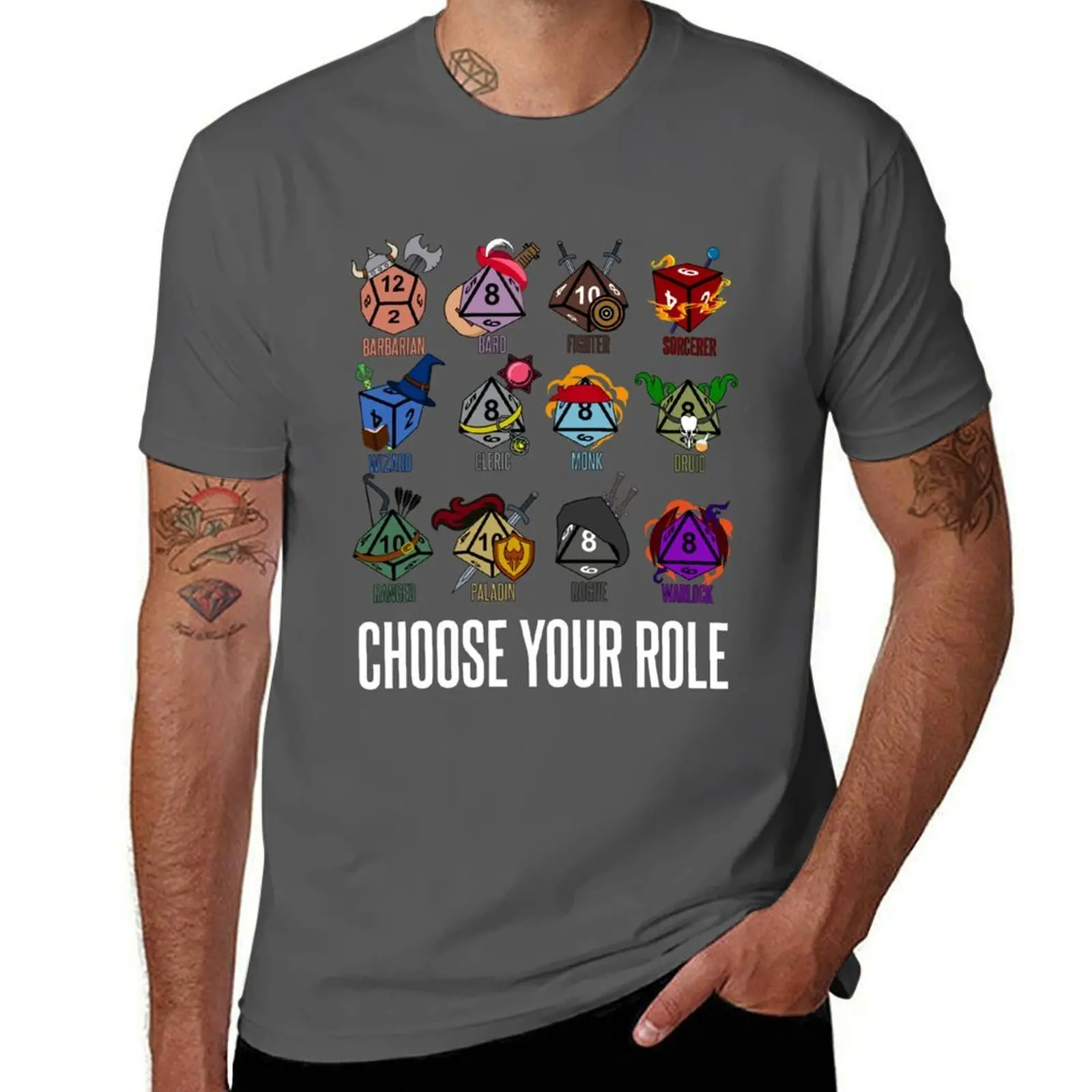 

D&D Character Class Hit Dice T-Shirt t shirts for man cotton essential t shirt T-Shirt