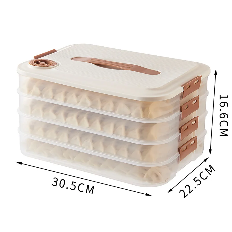4 layers Food Storage Container Transparent Food Preservation Box for Kitchen and Refrigerator Dumpling Box Well Sealed