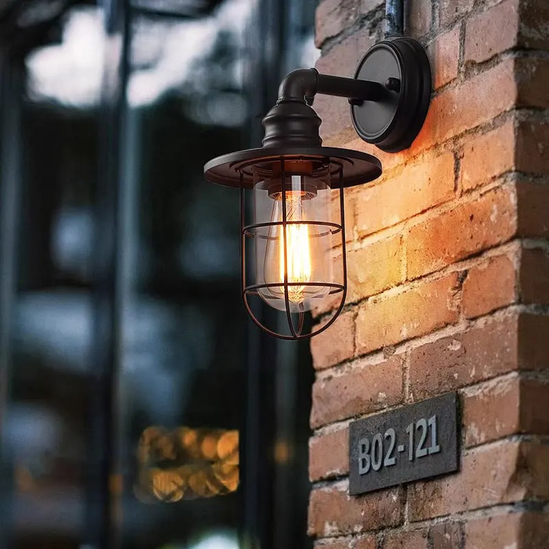

American Vintage Outdoor Wall Lamp Industrial Waterproof Outdoor Indoor Lamp Courtyard Outdoor Balcony Corridor Bar Wall Sconces