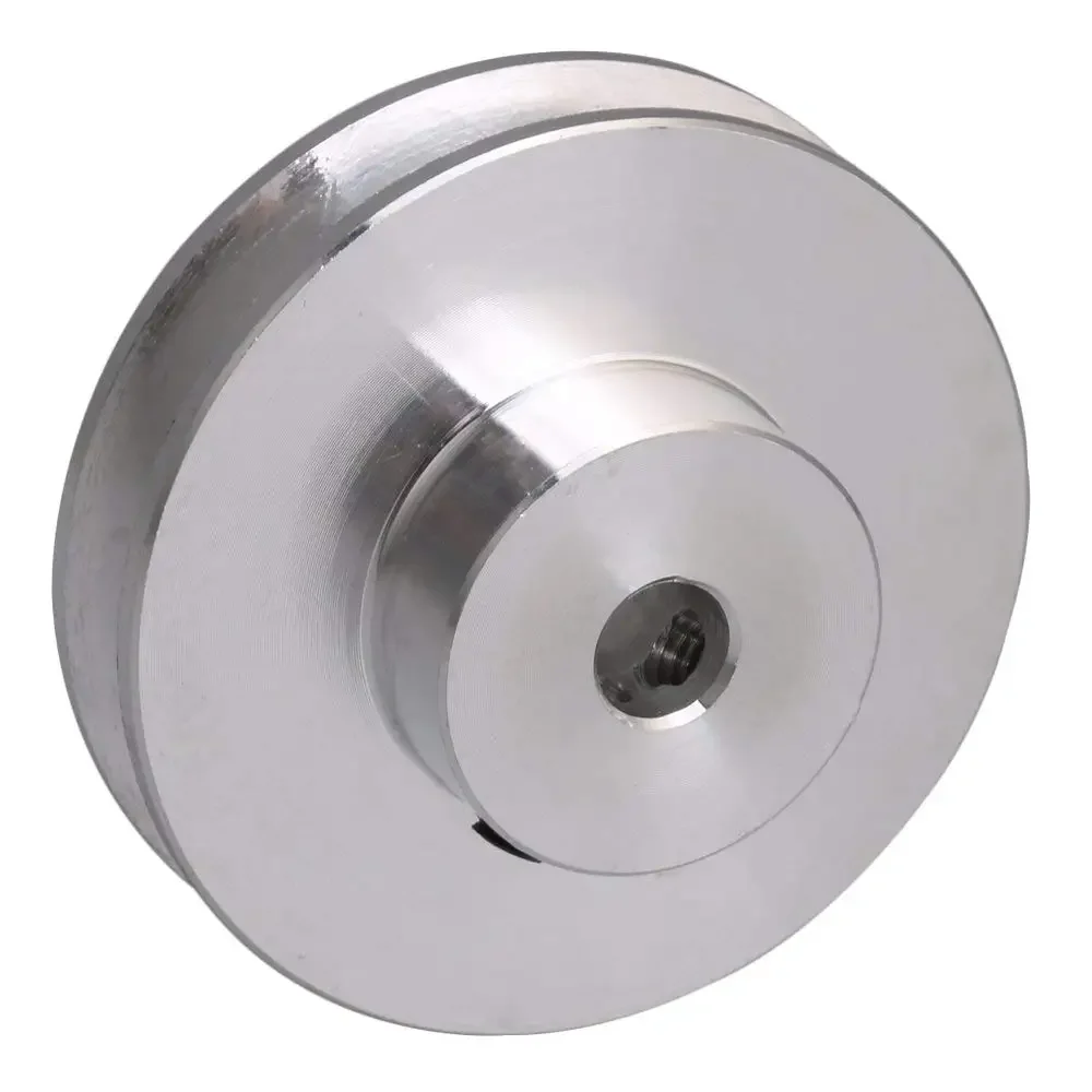 Silver Aluminum Alloy 4.1x1.6x0.6cm  Fixed Bore Single Groove V-shape Pulley for Motor Shaft 0.3-0.5cm PU Round Type Belts