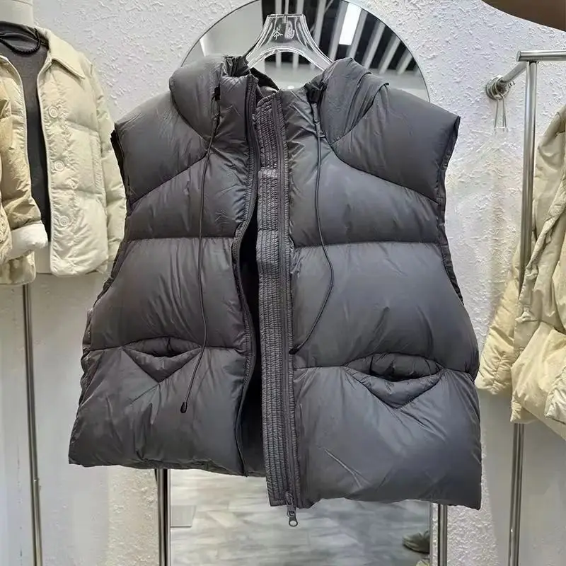 

Autumn Winter Fashion Vest Women New Hooded Short Casual All-match Sleeveless Down Cotton Vest Parkas Waistcoat CoatsLadies Tops