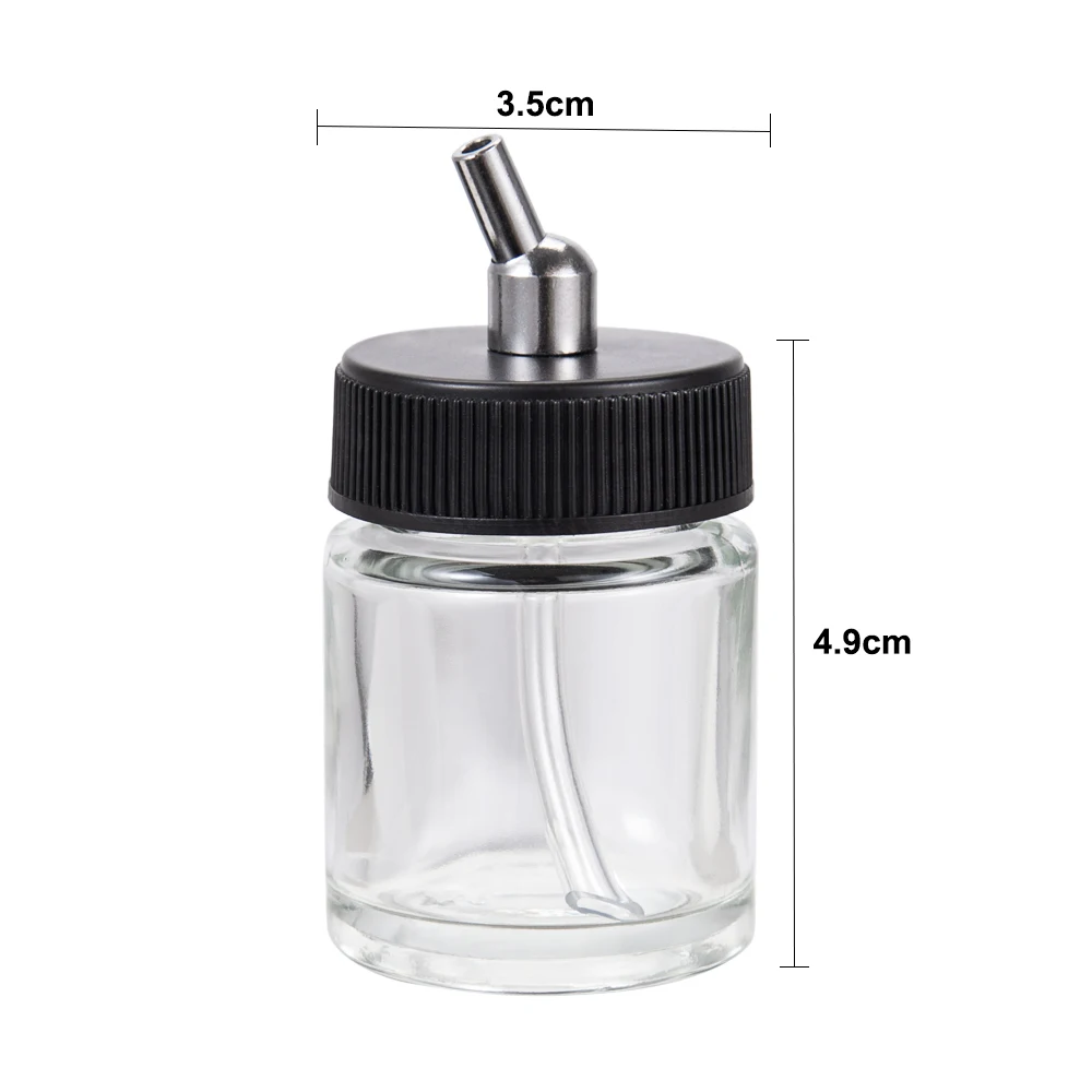 OPHIR 10x Dual Action Airbrush Glass Bottle Jar w/ Suction Top Airbrush Parts Refillable Bottles for Model Paint AC016-10x