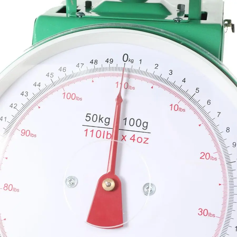 Waga kuchenna i spożywcza z mechanicznym mechanizmem, przemysłowa waga zegarowa z platformą ze stali nierdzewnej, udźwig 50 kg (110 funtów)