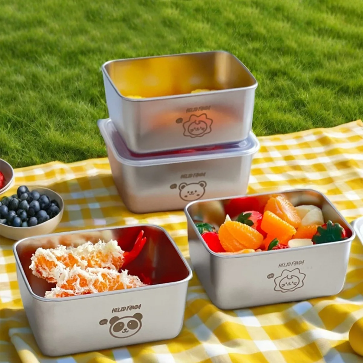 304 Stainless Steel Bento Lunch Box Fruit Vegetables Food Storage Container Portable Leak-proof Bento Box For Kids Students