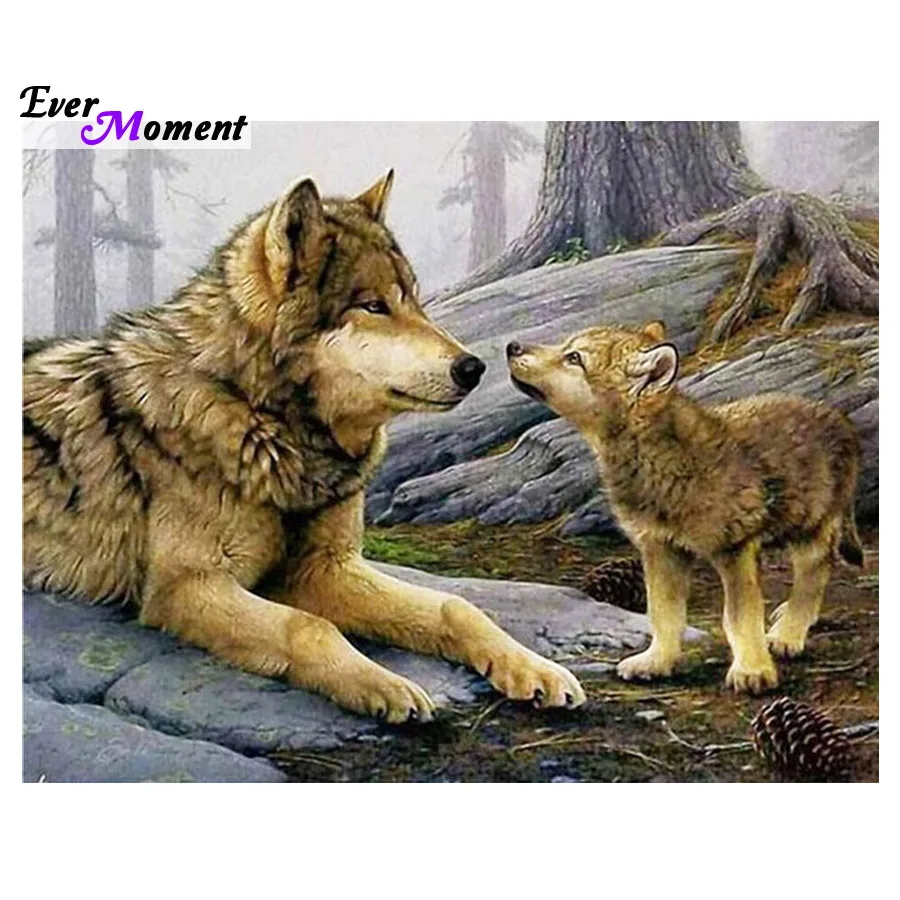 

Рукоделие Алмазная мозаика Алмазная вышивка волки вышивка крестиком шитье матери и сын полный квадрат круглый рождественский ASF387