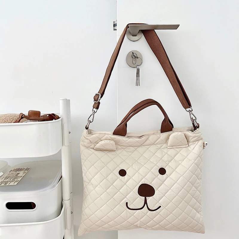 Diaper Bags Large Capacity Cartoon Bear Cotton Portable Travel Maternity Mommy Bag Women Handbag