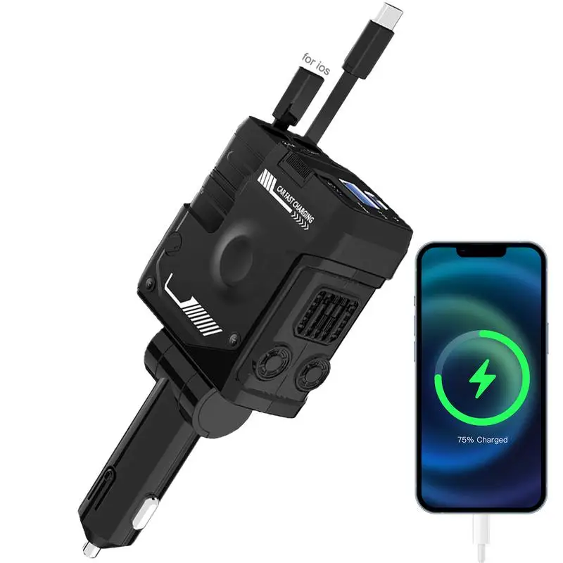 

Car Phone Charger With Retractable Cord Auto 120W Mobile Phone Fast Charging Charger Adapter Built-in Fuse Small Car Adapter For