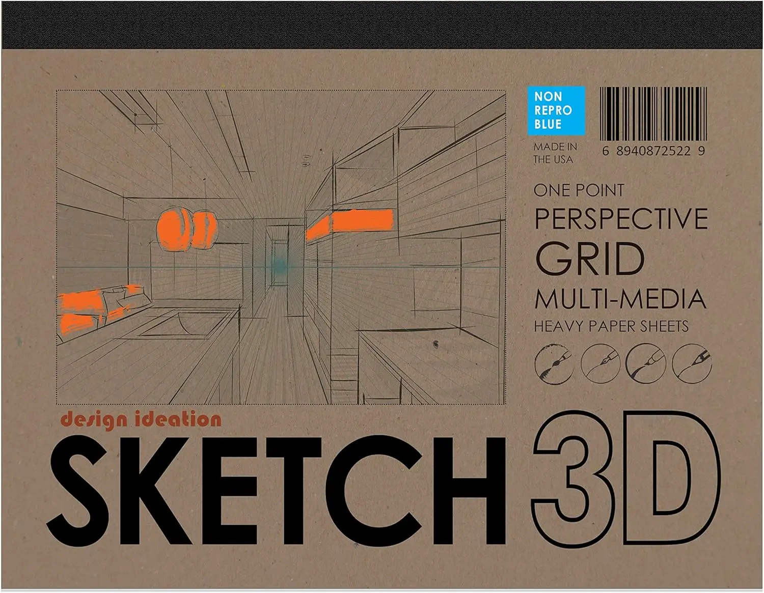 

Блокнот для эскизов Perspective Grid со съемными листами, бумага премиум-класса 67 фунтов, плоское раскрытие для рисования и дизайна