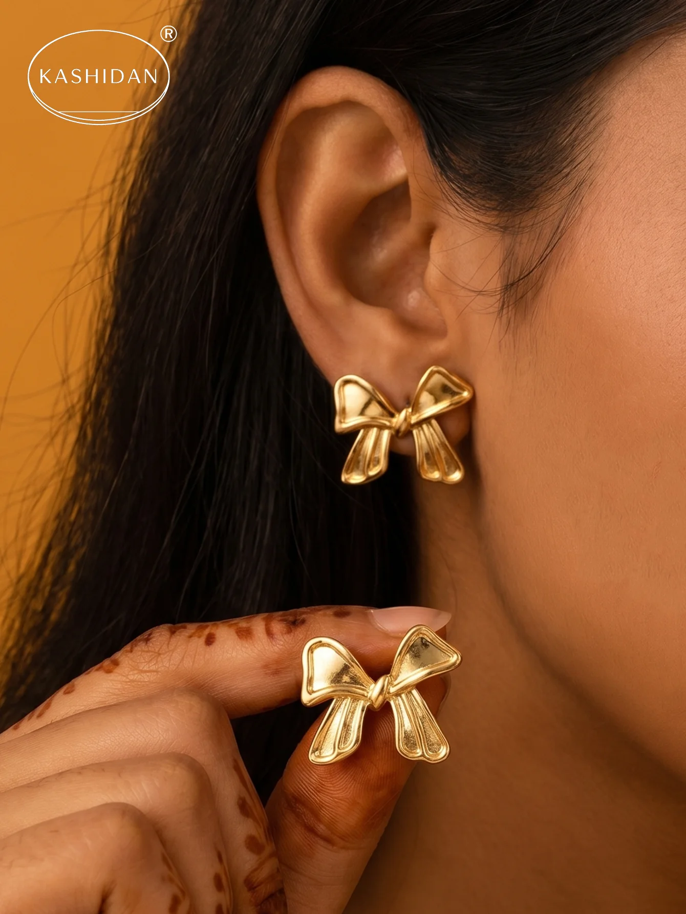 Fashion Stainless Steel Bow Stud Earrings for Women Double Layer Framed Ribbon Bowknot Stud Earrings Jewelry