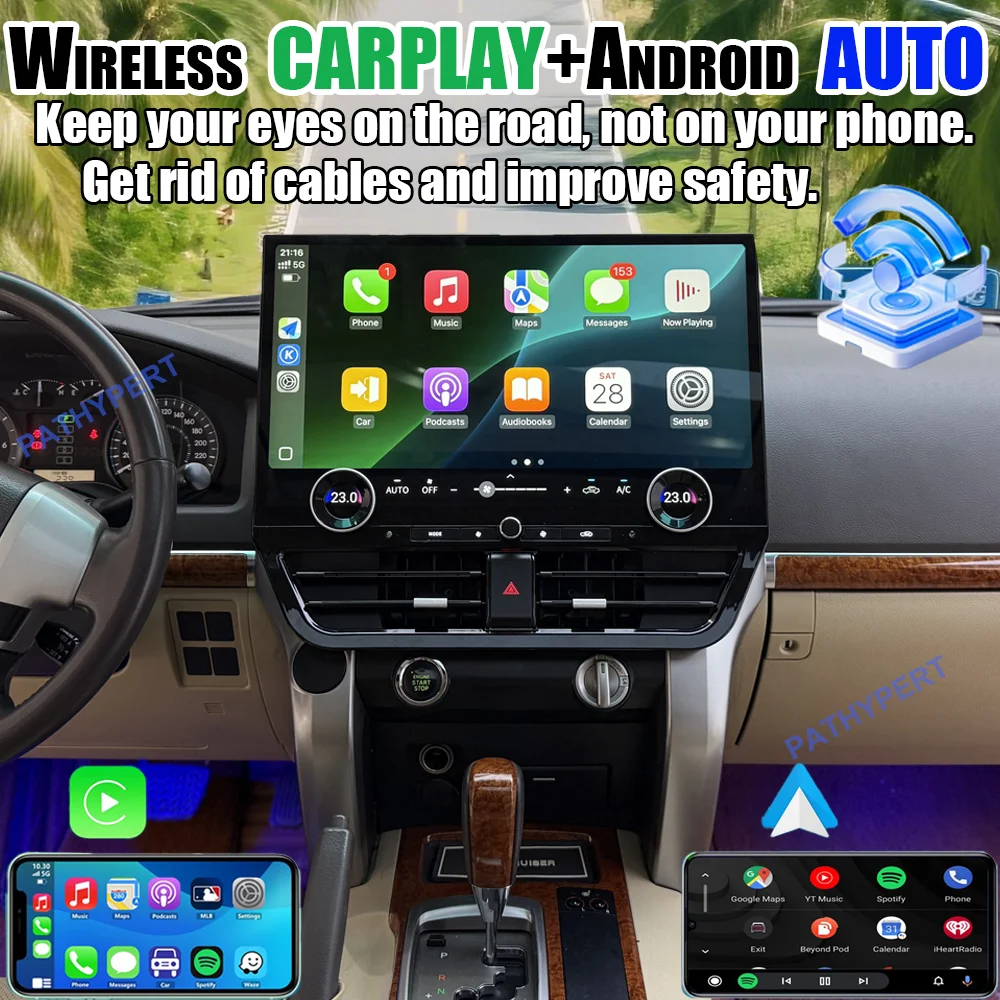 راديو سيارة بشاشة QLED Carplay مقاس 19.8 بوصة لسيارة تويوتا لاند كروزر LC200 LC300 2008-2021 بنظام أندرويد 13 ومشغل وسائط متعددة ونظام تحديد المواقع العالمي (GPS) ووحدة رأس DSP #2