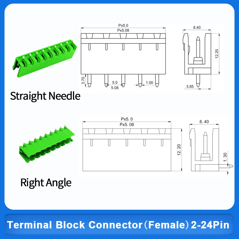 CIXIYCX 2/3/4/5/6/7/8/10/12 Pin 2EDG 5.08mm Straight Needle PCB Screw Terminal Block Wire Connector Plug-in 5.08mm Pitch 2EDGKV