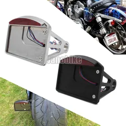 Motorcycle Side Mount License Plate Holder Tail Light For Honda Shadow ACE VT750 Harley Bobber Chopper Touring Universal