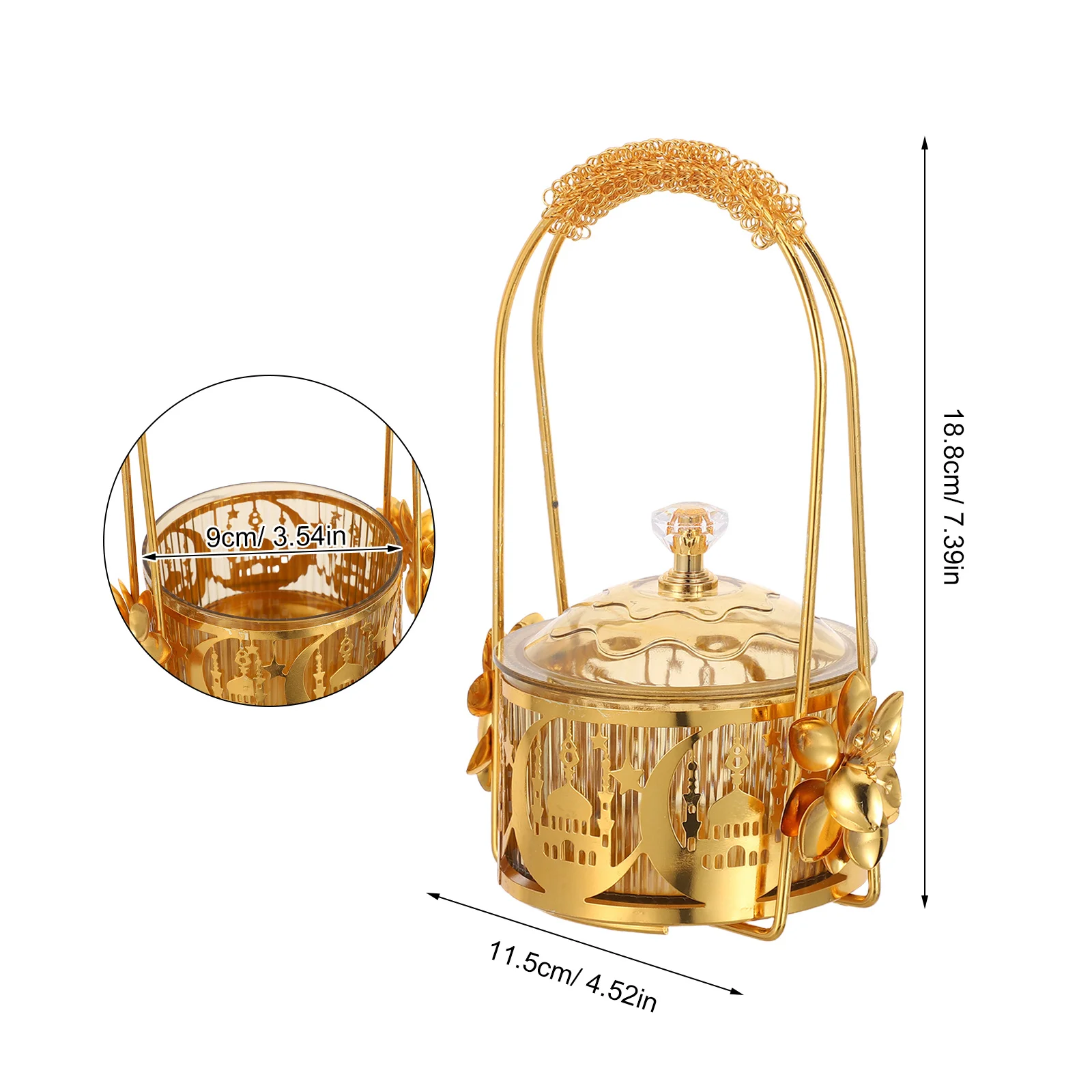 ラマダンサービングトレイ イードムバラク キャンディボウル 蓋付き 高級アラビア風スナックディッシュ イスラム教のテーブルデコレーション ラマダンのお菓子収納