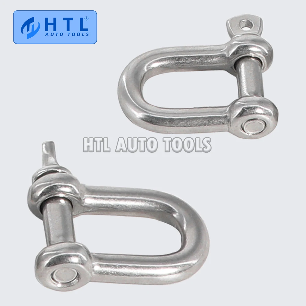 2pcs M10 Stainless Steel D Shackle Screw Pin High-Strength Lifting Ring Buckle Connection Fixed Chain