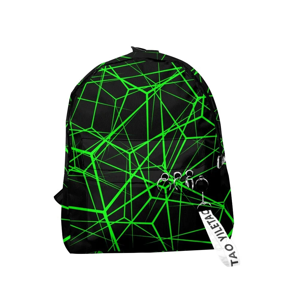 

Школьная сумка в стиле Харадзюку, популярные креативные линии, милые маленькие дорожные сумки, водонепроницаемые Рюкзаки из ткани Оксфорд с 3D-принтом и цепочкой для ключей для ноутбука