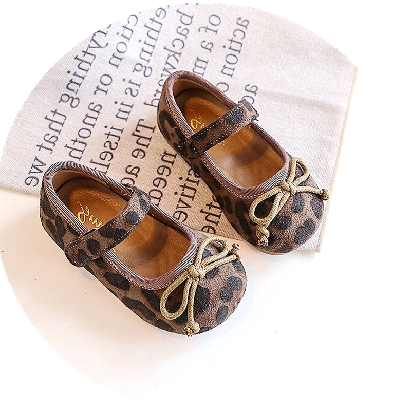 

Suede Leopard print flats shoes for toddler girls,brown coffee 2025 fashion spring shoes for kids womanm,little princess walkers