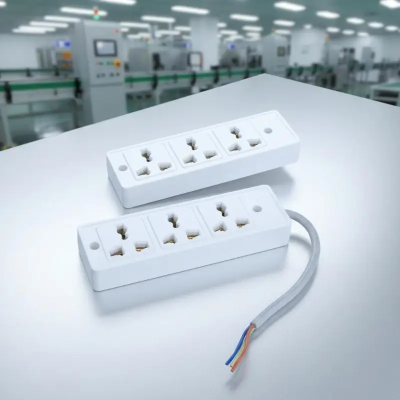 portableFlame Resistant Multi Outlet Power Strip 3 Universal Sockets No Plug for Factory Construction Site Use