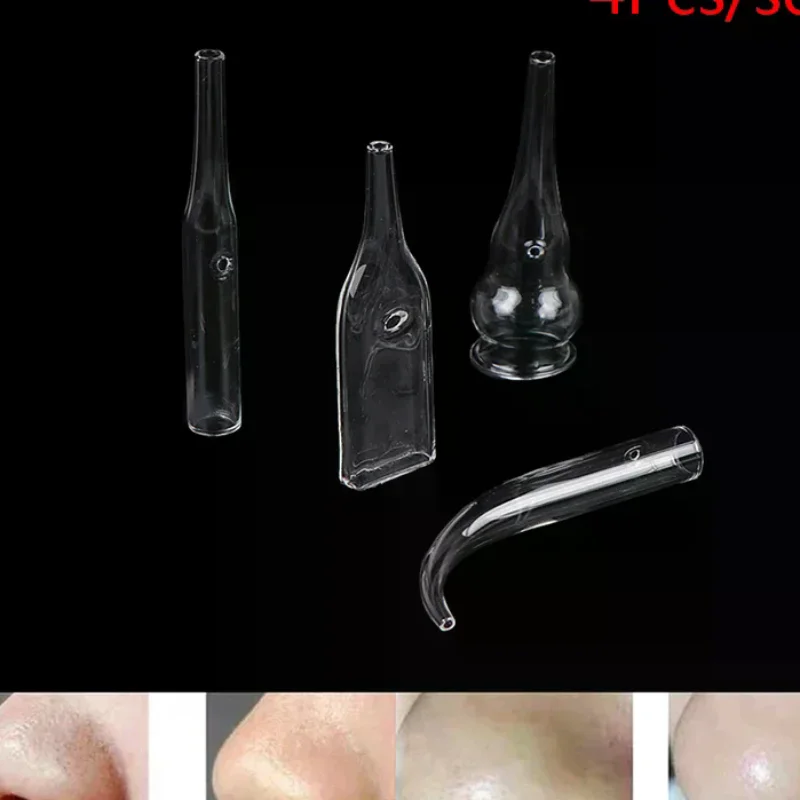 4Pcs/Set Blackhead Removal Glass Pipes Face Pore Cleanser Vacuum Extractor Tube
