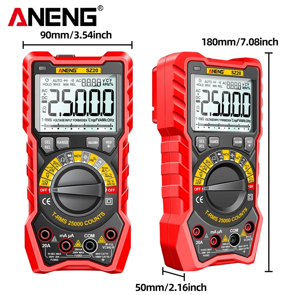 ANENG SZ20 25000 Counts Multimeter Smart Manual Range Meter NCV AC DC Ohm Hz Smart Manual Range Digital Multimetro Tester Tools